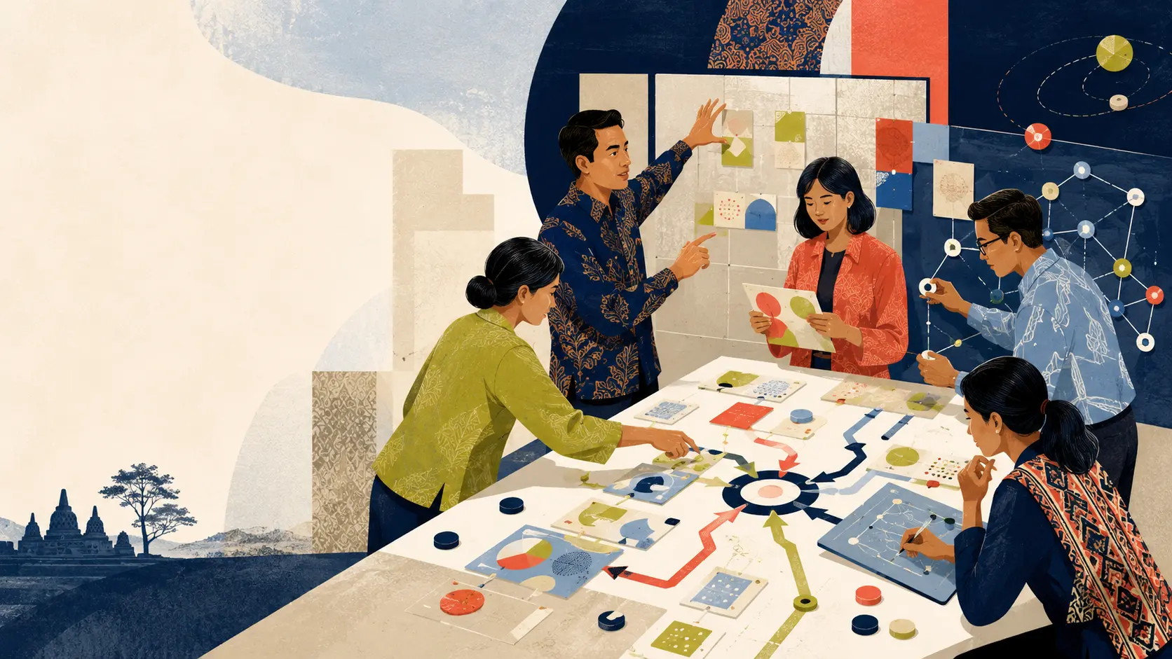 Modernist editorial illustration for Management Services